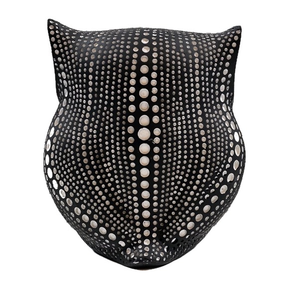 Owl Debossed Resin Figurine‎ Decoration Minimalist Modern Polka Dot Black White - Picture 2 of 11